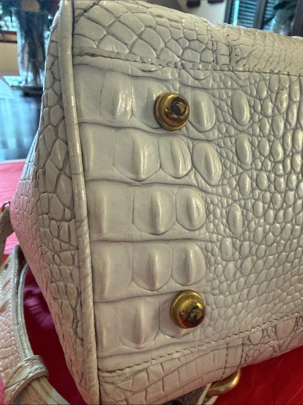 Brahmin Croc-Embossed Satchel White - Picture 12 of 12